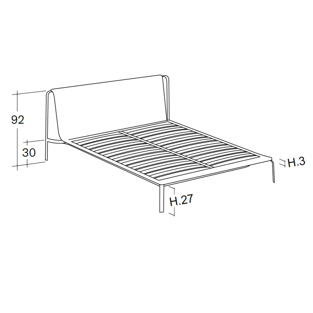 BEND-E Metal Bed with wood frame - Simple Design - Bolzan | Milola