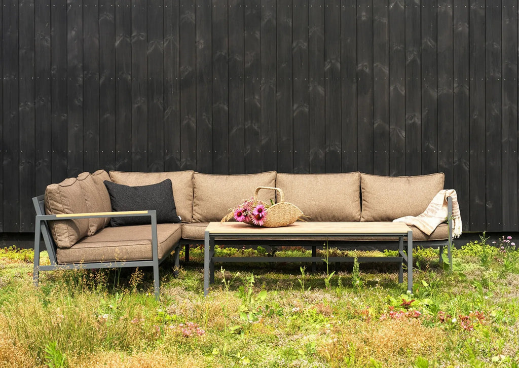 CAP Outdoor Corner sofa set  in Anthracite/Brown - BRAFAB | Milola