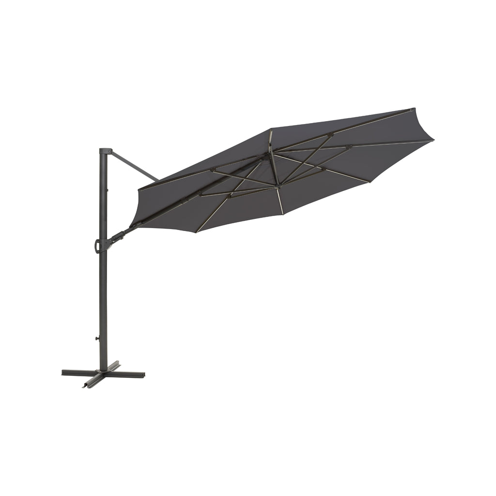 CILENTO Parasol with built-in LED Lights in Anthracite/Grey - BRAFAB | Milola