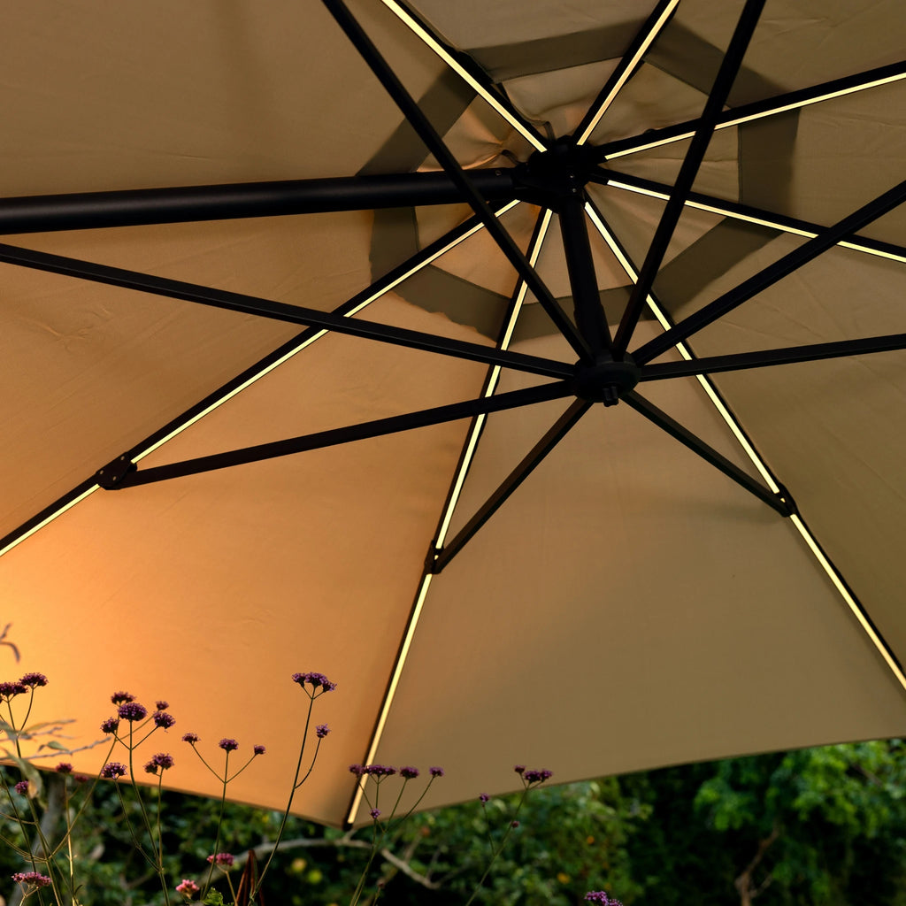 CILENTO Parasol with built-in LED Lights in Anthracite/Grey - BRAFAB | Milola
