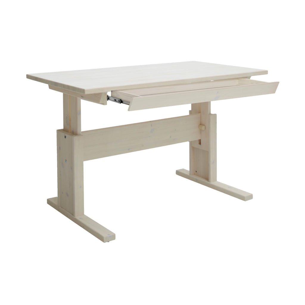 Height Adjustable Desk with Drawer in White-Wash - Lifetime Kids | Milola