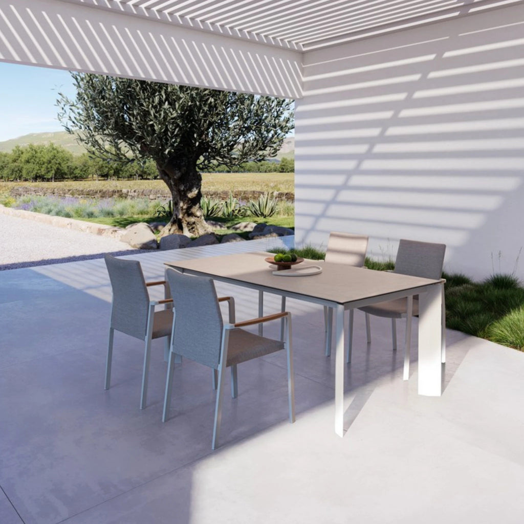 JALISCO Outdoor Dining Chair in White/Beige - Bizzotto | Milola