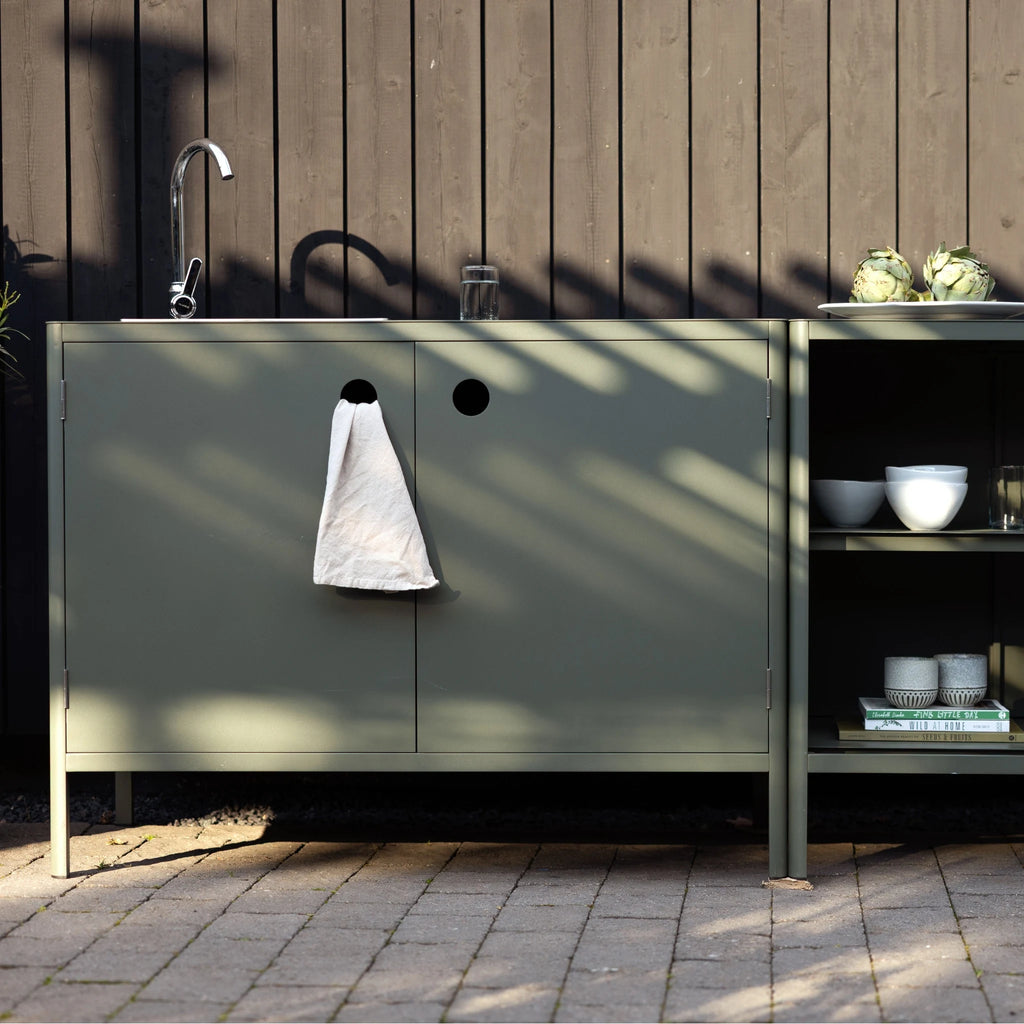 KELIA Outdoor Kitchen and Shelf Set in Nordic Green - BRAFAB | Milola