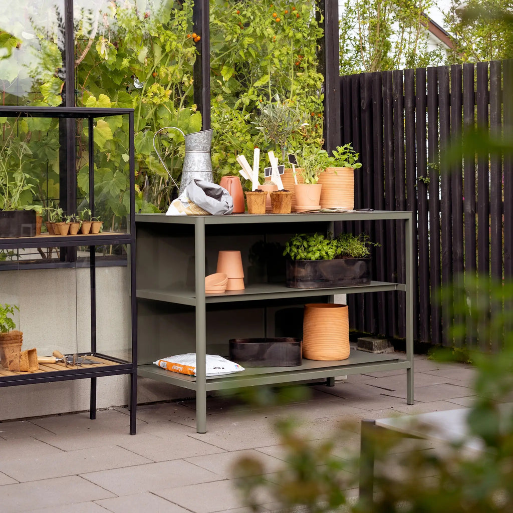 KELIA Outdoor Kitchen and Shelf Set in Nordic Green - BRAFAB | Milola