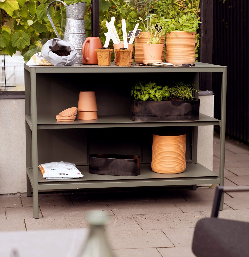 KELIA Outdoor Kitchen and Shelf Set in Nordic Green - BRAFAB | Milola