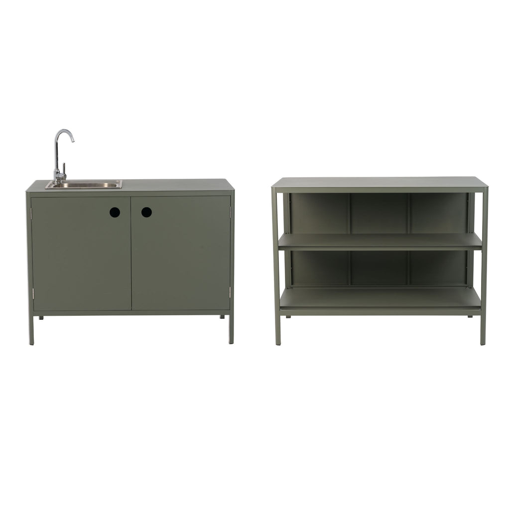 KELIA Outdoor Kitchen and Shelf Set in Nordic Green - BRAFAB | Milola