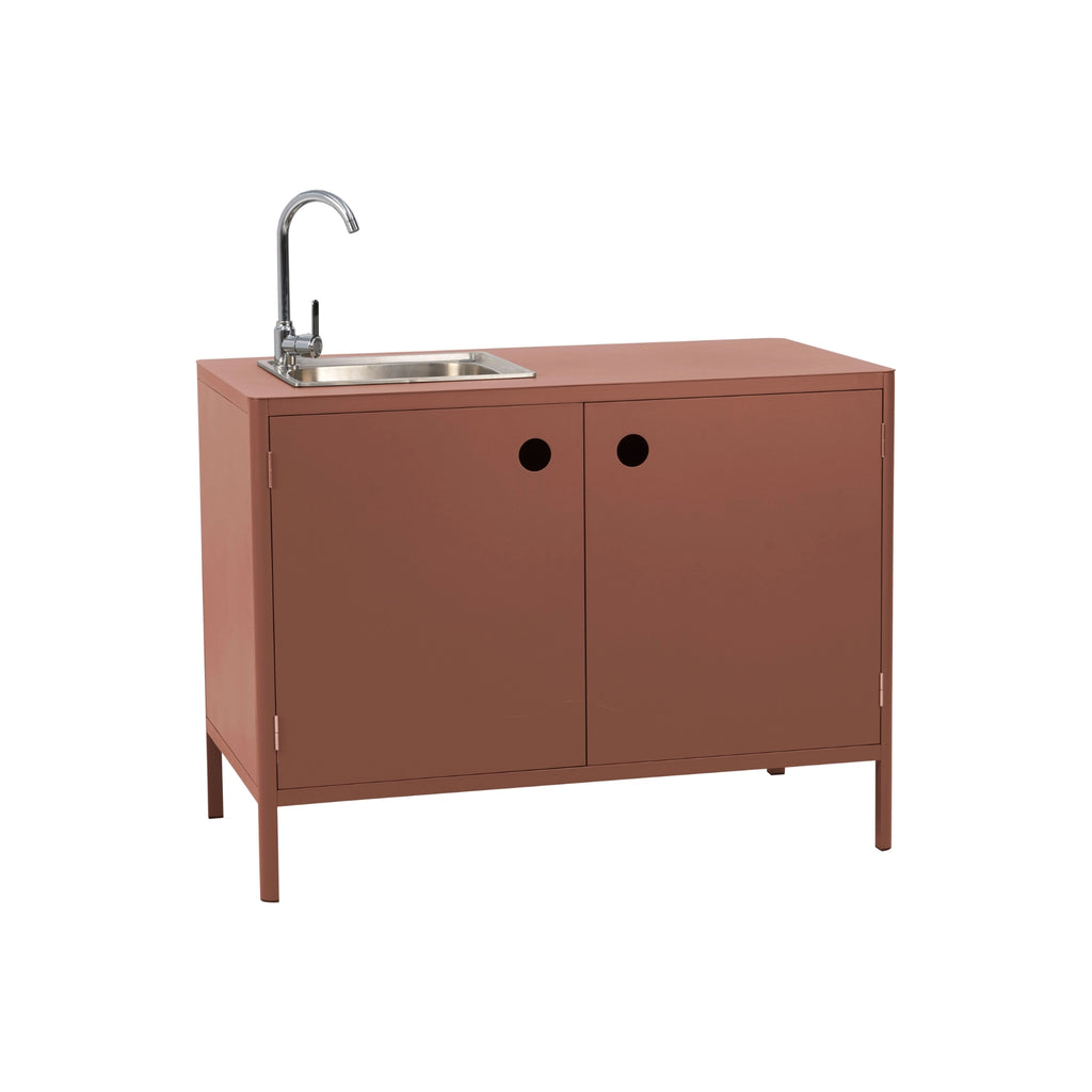 KELIA Outdoor Kitchen and Shelf Set in Zin Red - BRAFAB | Milola
