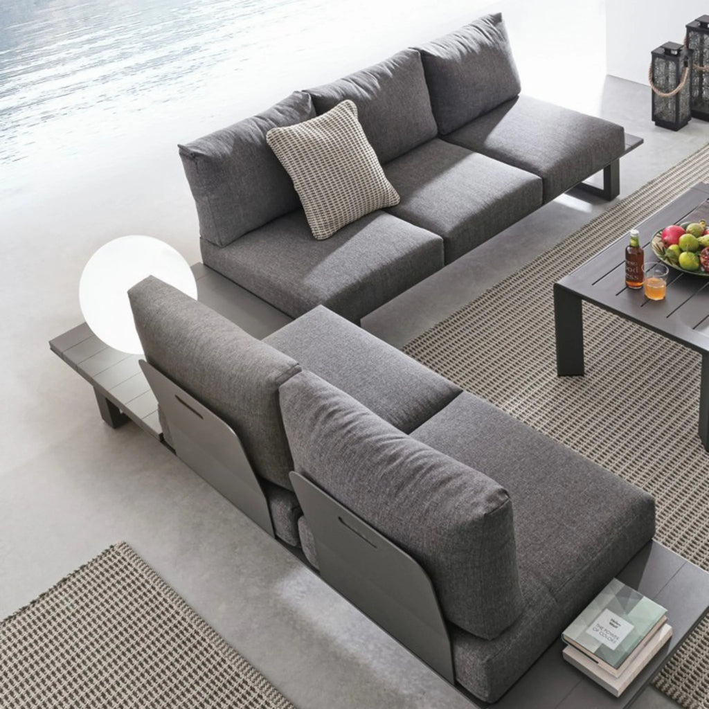 KONNOR Outdoor Corner Sofa Set in Charcoal - Bizzotto | Milola