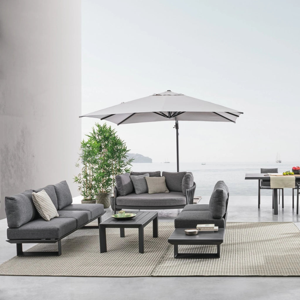 KONNOR Outdoor Corner Sofa Set in Charcoal - Bizzotto | Milola