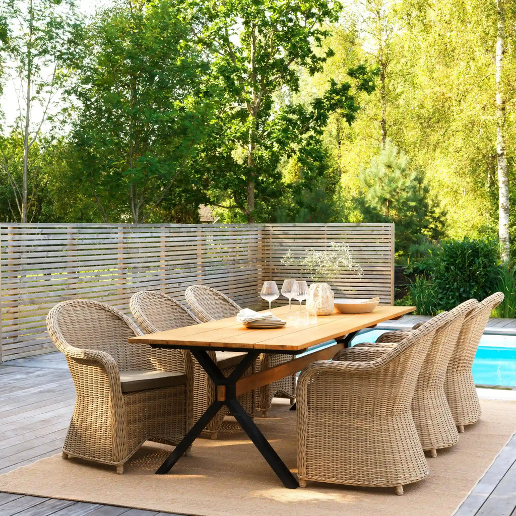 MARK Outdoor Dining Table in Black/Teak - BRAFAB | Milola