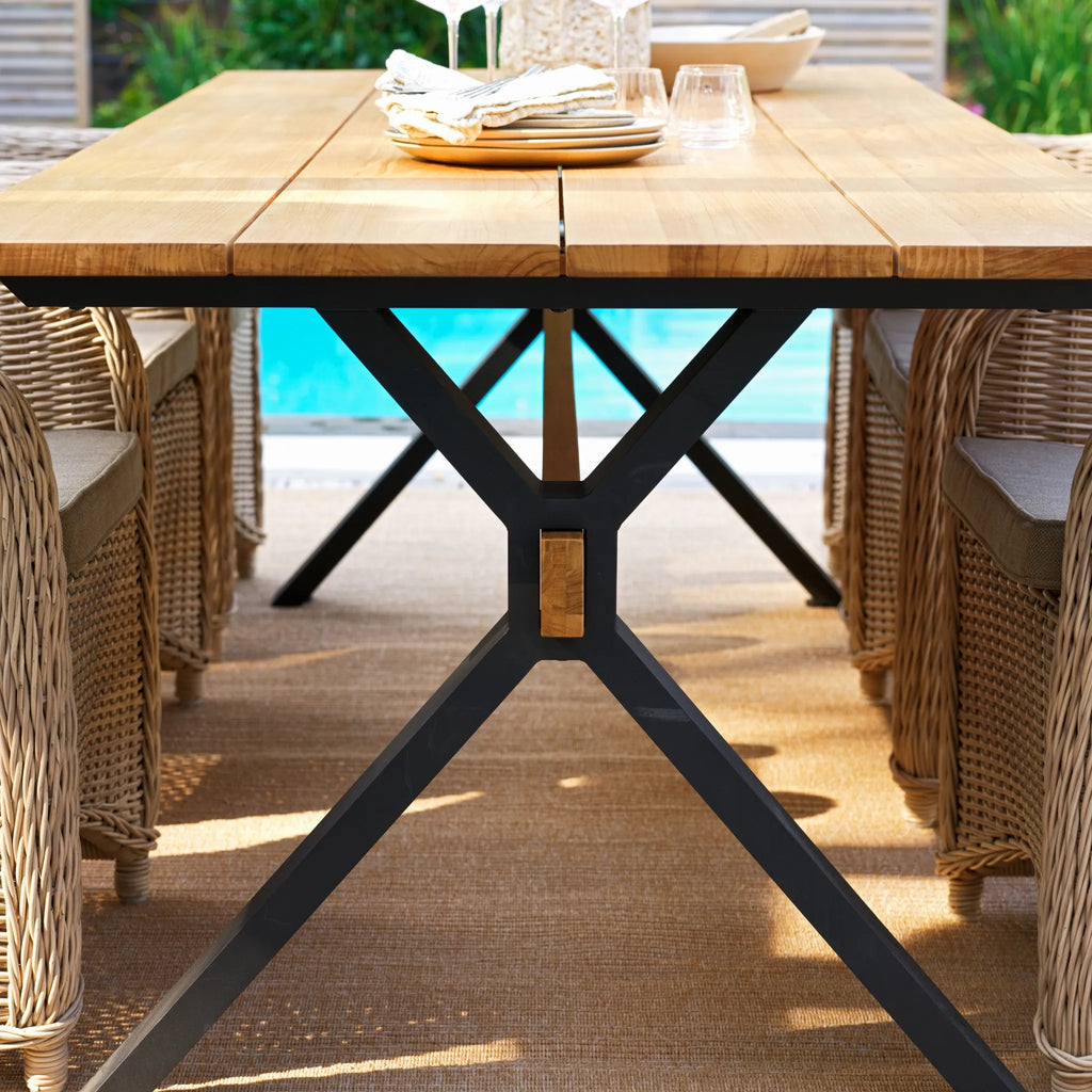 MARK Outdoor Dining Table in Black/Teak - BRAFAB | Milola