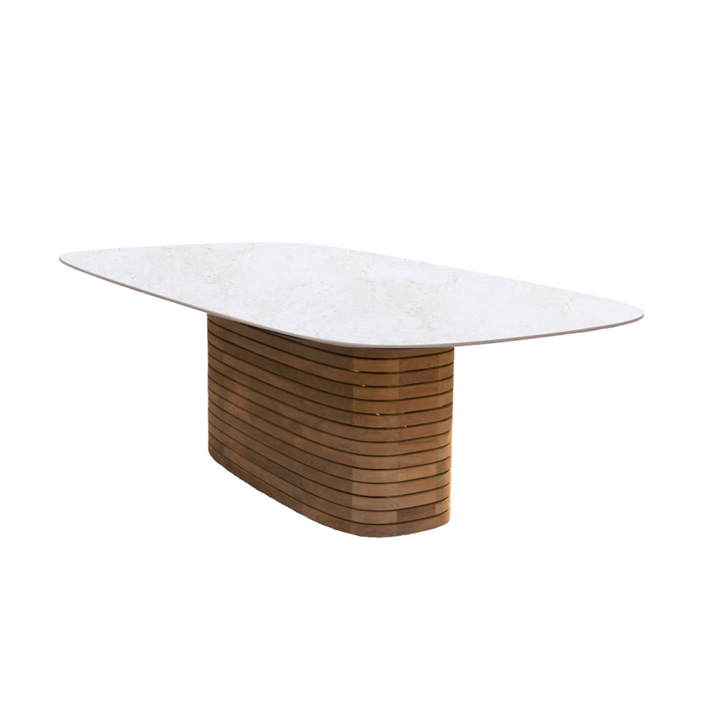 MELLOW Outdoor Oval Dining Table in Teak  Base with Ceramic Top - Cane-Line | Milola