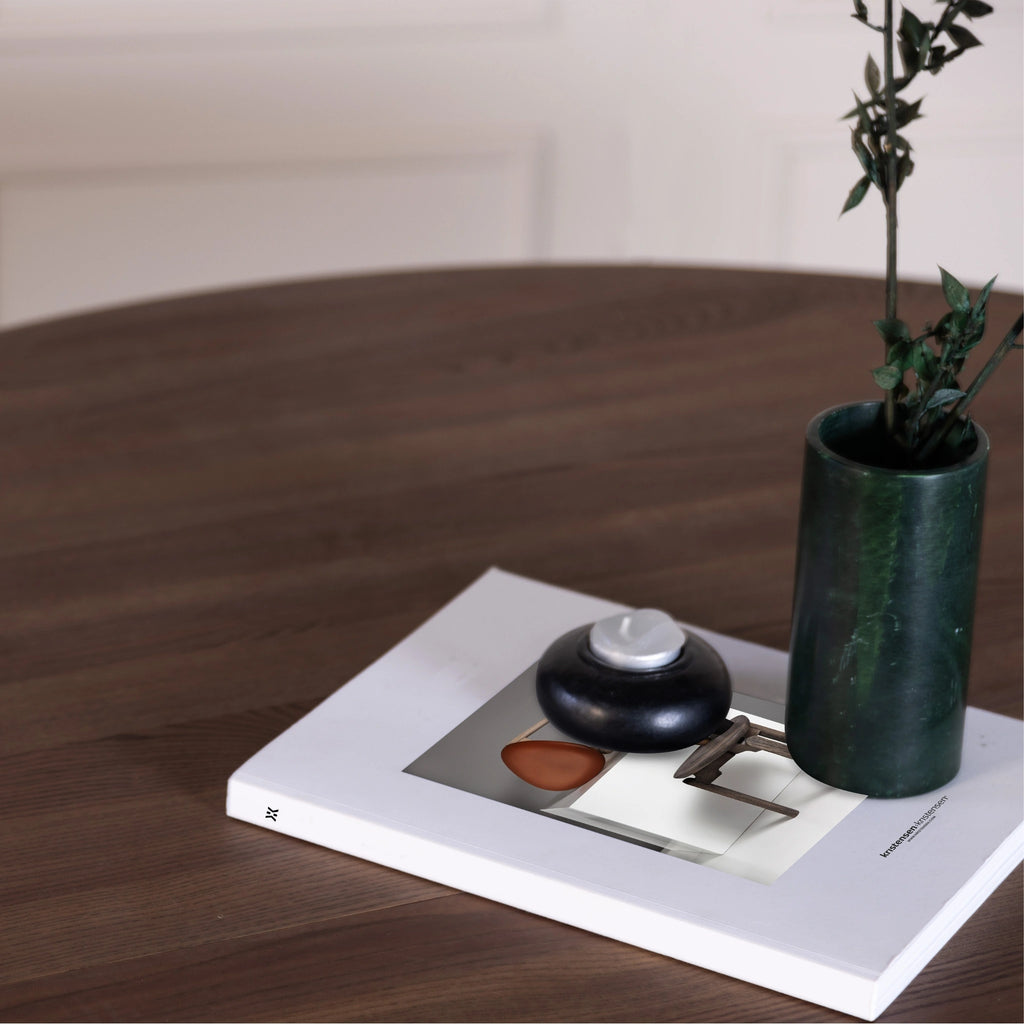 MUHLE Round Extendable Dining Table in Mocca Brown Oiled Ash - Kristensen | Milola