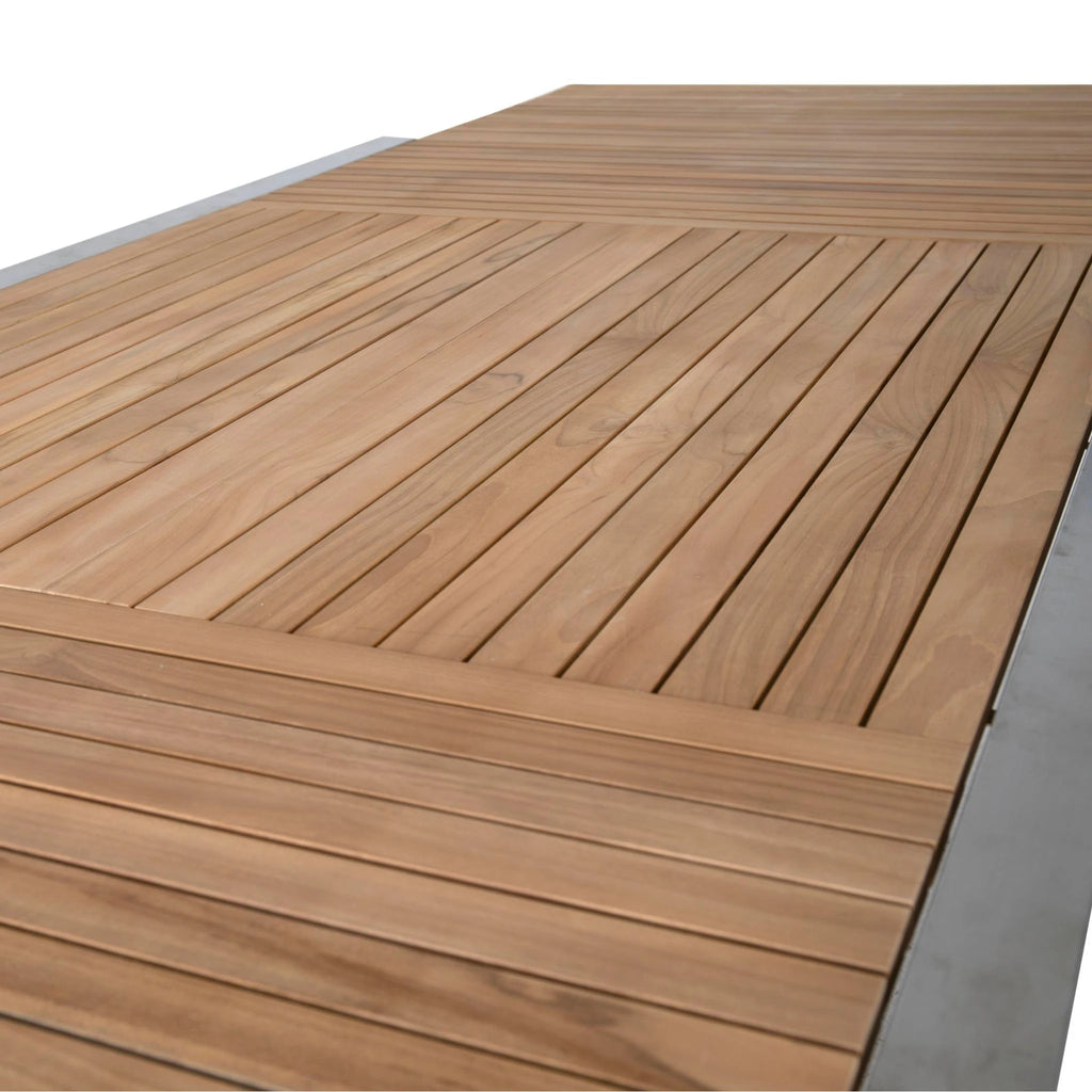 NAOS - Extendable Outdoor Dining Table - Teak & Stainless Steel - Brafab | Milola
