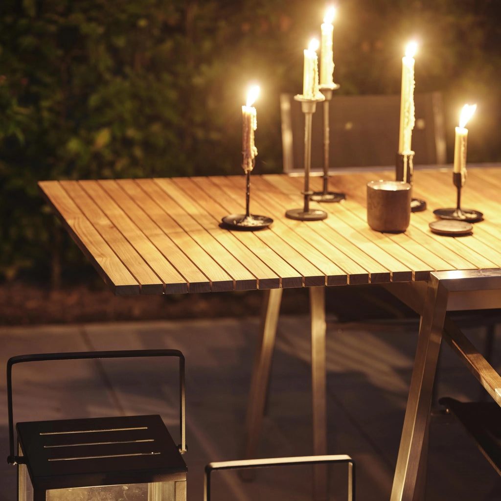 NAOS - Extendable Outdoor Dining Table - Teak & Stainless Steel - Brafab | Milola