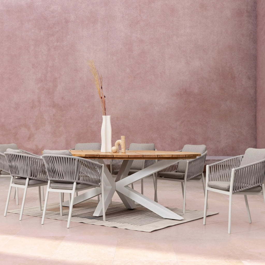 PALMDALE Oval Teak Outdoor Dining Table in Carbon - Bizzotto | Milola