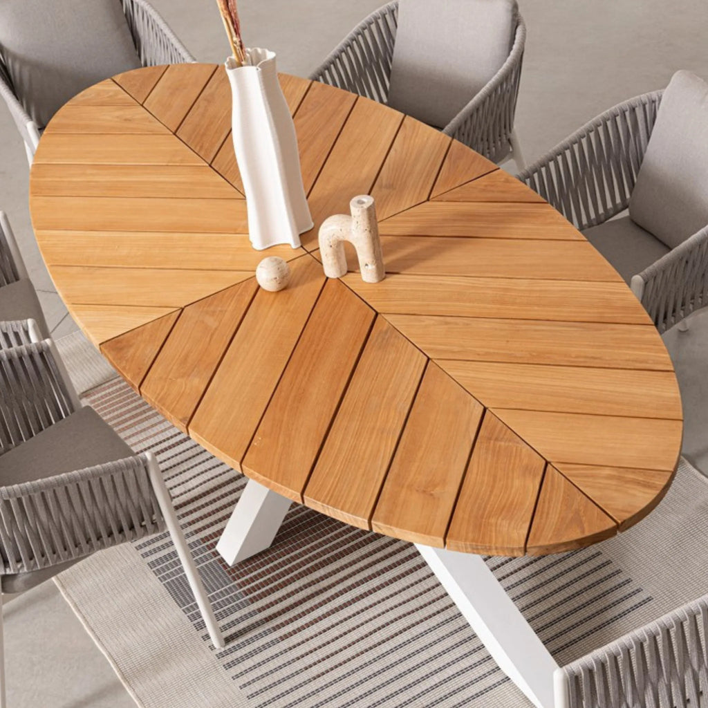 PALMDALE Oval Teak Outdoor Dining Table in Carbon - Bizzotto | Milola