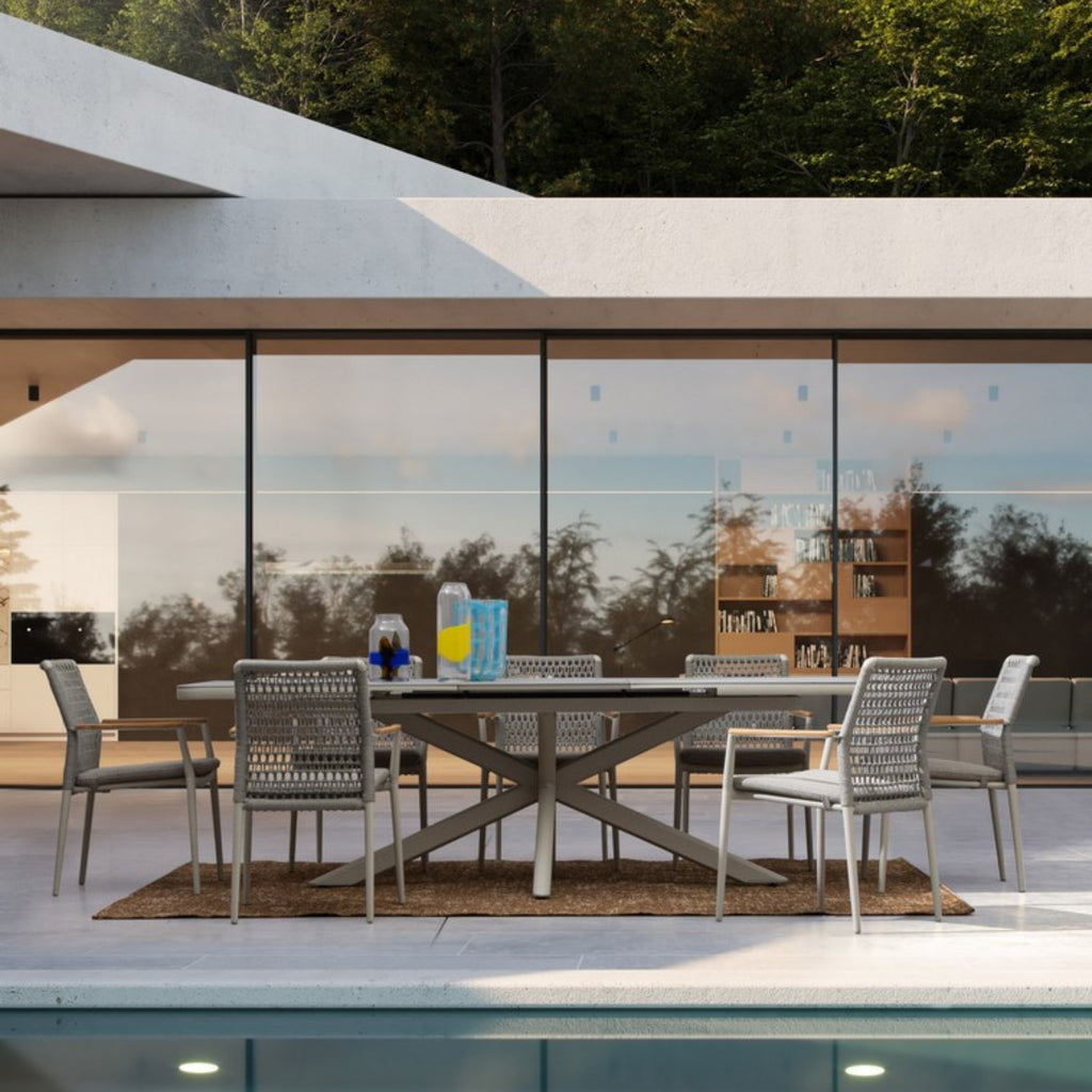 PASCAL Sintered Stone Outdoor Extendable Dining Table in Pelican Aluminium - Bizzotto | Milola