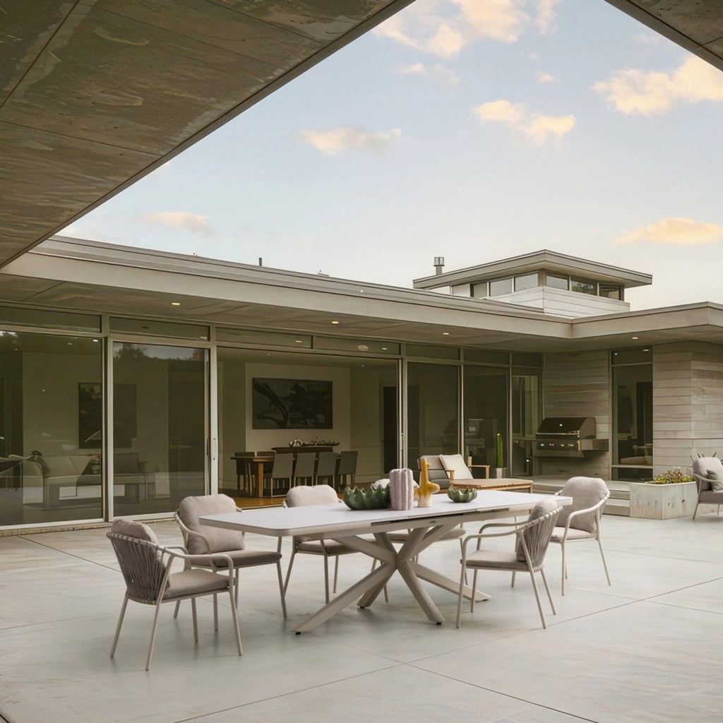 PASCAL Sintered Stone Outdoor Extendable Dining Table in Pelican Aluminium - Bizzotto | Milola