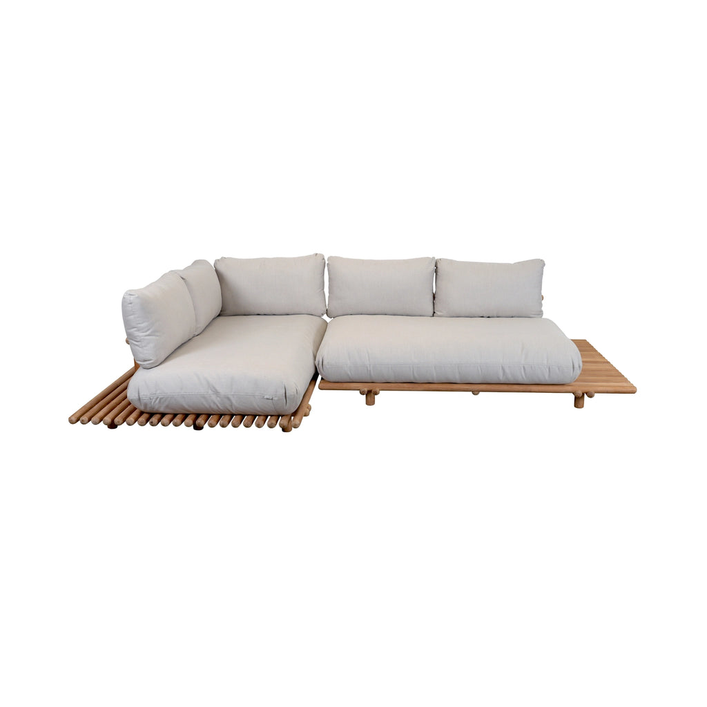 STICKS Outdoor Platform Corner Sofa in Teak with Sand Cushions - Can-Line | Milola