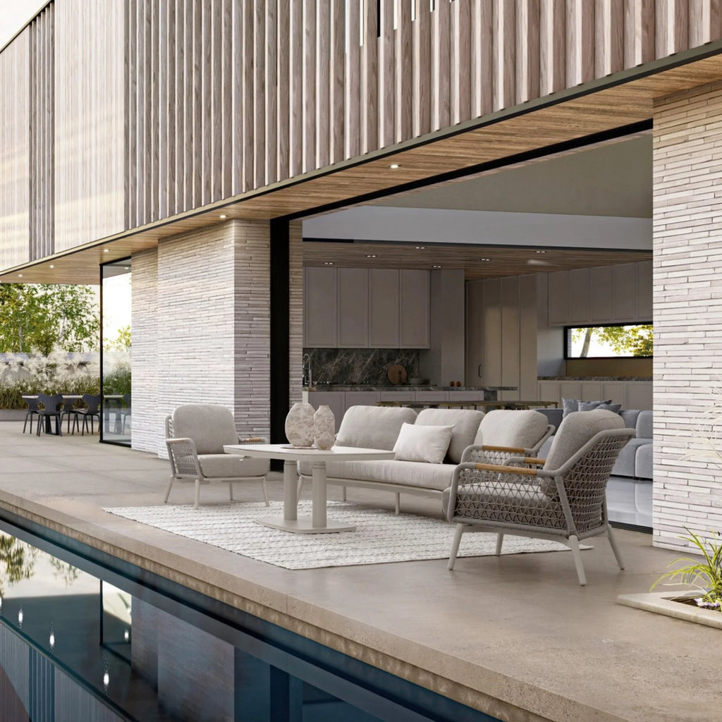 TALETE Outdoor Low Dining Table with Adjustable Height Mechanism - Bizzotto | Milola