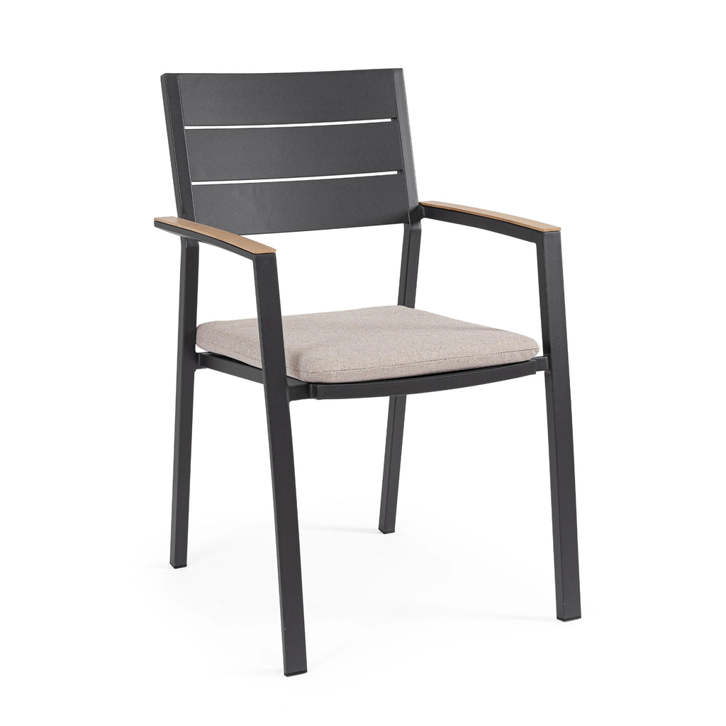 ZELMAR Outdoor Dining Chair in Charcoal - Bizzotto | Milola