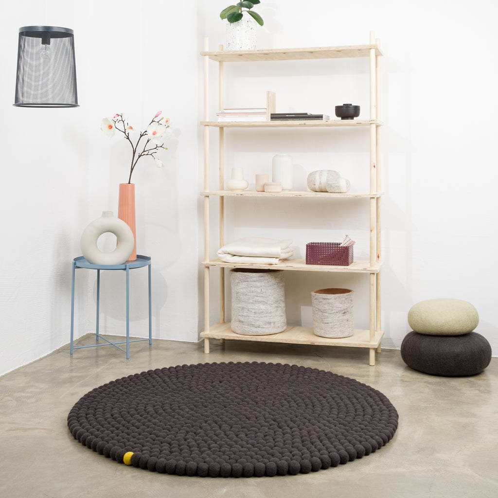 ANTHRACITE BIG ONE Round Felt Ball Rug 120cm - OUTLET