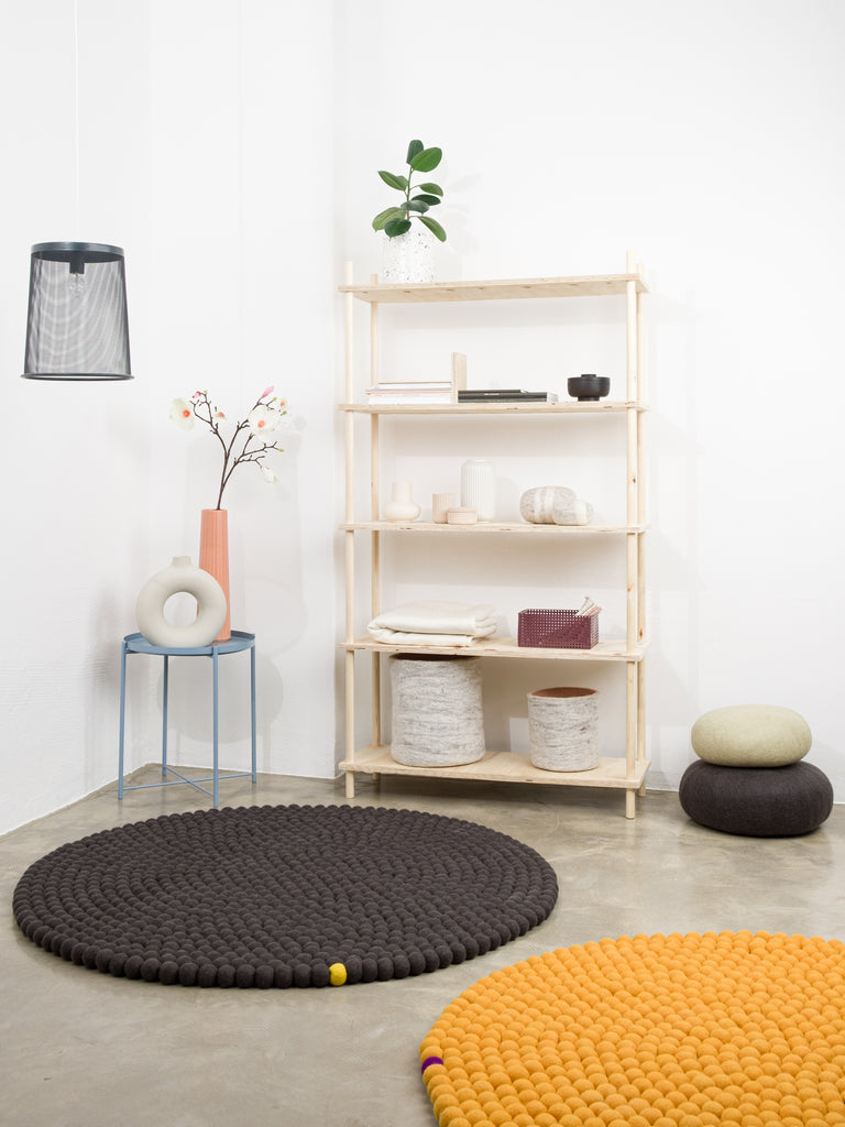 ANTHRACITE BIG ONE Round Felt Ball Rug 120cm - OUTLET